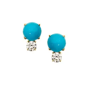 Gemnel 3 gram 18k gold beautiful bohemian designed turquoise stud earrings women