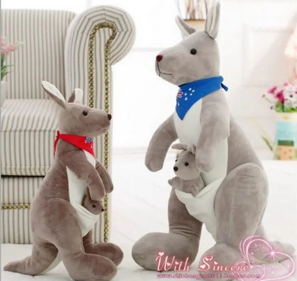 Venta al por mayor especial de padre-hijo regalo de canguro australiano muñeca de la madre y el niño de peluche de canguro de pe