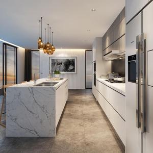 Sẵn Sàng Để Lắp Ráp Ngón Tay Kéo Hiện Đại Độ Bóng Cao 2 Pac Tủ Bếp Sơn Mài - Product Image 4