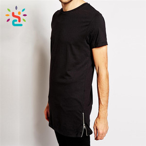 Ropa de calle personalizada, camiseta con cremallera lateral, camiseta alta para hombre, camiseta con cremallera lateral, <span class=keywords><strong>camisetas</strong></span> deportivas negras al por mayor - Product Image 3