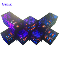 Mesa de DJ con Pantalla de Video Estilo Cubo RGB Creativa y Moderna, Efecto 3D, Cabina de DJ con Luces LED a Todo Color para Discotecas y Bares Nocturnos
