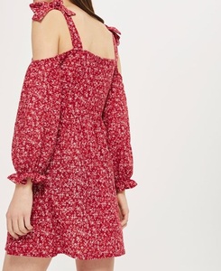 Vestido corto informal de verano con manga larga y hombros descubiertos, minivestido Sexy con espalda descubierta para mujer, estampado, compras en línea, 2022 - Product Image 2