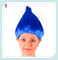 Perruques synthétiques de couleur bleue, pas cher, Costume de fête pour adulte, HPC-2522