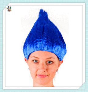 Disfraz de fantasía para fiesta de adultos, <span class=keywords><strong>Peluca</strong></span> de trol sintética de Color azul, barata, HPC-2522 - Product Image 2