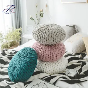 Chunk Soft Pillow Cushion Big Yarn Knitting Round Circular Bed Seat Pillow For Home Decorate include Insert