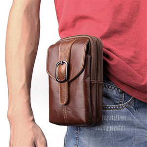 <span class=keywords><strong>Riñonera</strong></span> de <span class=keywords><strong>Cuero</strong></span> Genuino Marrón para Hombre - Product Image 1