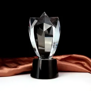 水晶矩形空白奖荣誉定制微球金属杯廉价水晶玻璃船奖杯杯