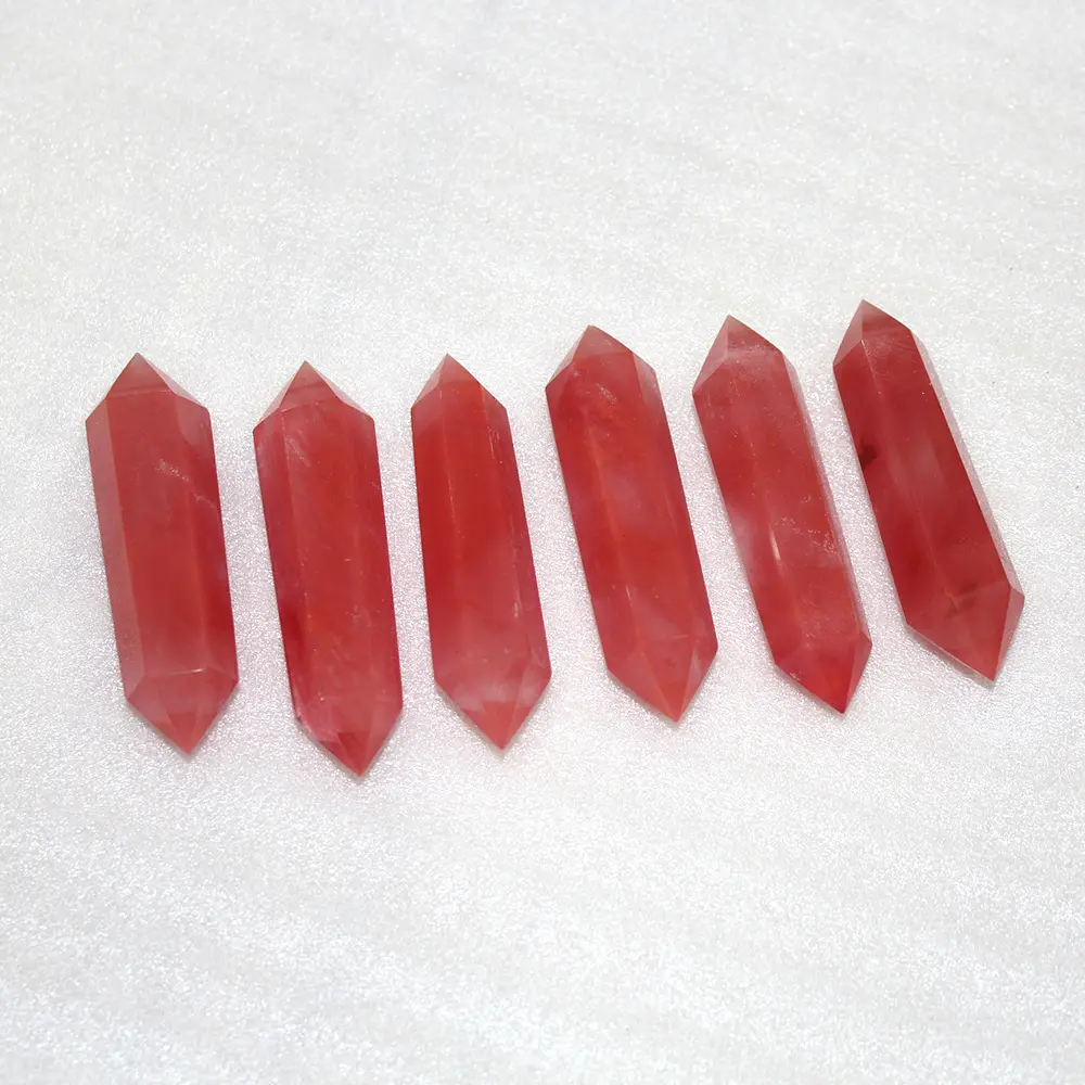 Натуральный Красный плавильный кристалл, двойная точка, кварцевый кристалл, лечебные палочки для подарка