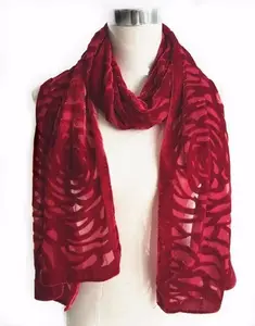 high quality fashion lady red velvet burnout scarf