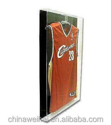Deluxe Acrylic Small Jersey Display Glass Frame Cabinet Case With Black Back