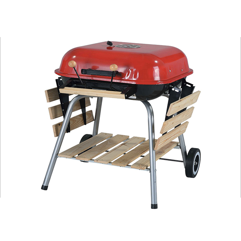 SEJR 18 pouces Rouge Barbecue Portable avec Table D'appoint En Bois de Charbon De Bois Barbecue 95.8X55.5X64.5 cm