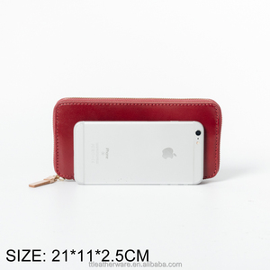 Woman Slim Wallet Red Tanned Leather Clutch Bag - Product Image 6