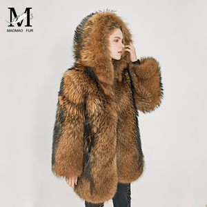 Abrigo de Invierno para <span class=keywords><strong>Mujer</strong></span>, Marca Mao Mao, Transpirable, Súper Cálido, <span class=keywords><strong>con</strong></span> <span class=keywords><strong>Capucha</strong></span>, de Piel de Mapache Genuina - Product Image 3