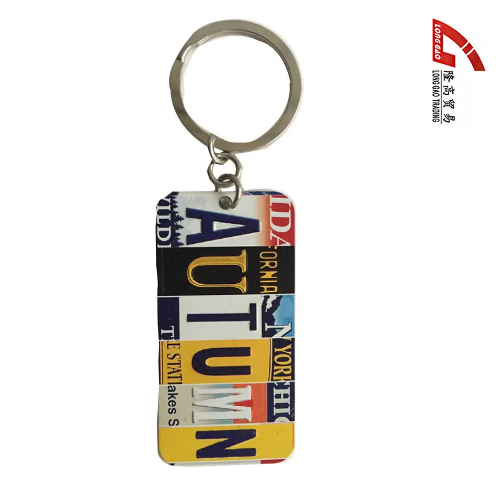 Hot sale Cheap Custom Metal Printing Logo Keychain stainless steel keychain cheap promotion leather key ring