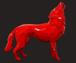 Đạo Cụ Trang Trí Bạc <span class=keywords><strong>Red</strong></span> <span class=keywords><strong>Wolf</strong></span> Kích Thước Cuộc Sống Điêu Khắc - Product Image 3