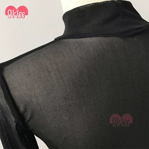 Caliente de Malla de Manga Larga Tops Tee Blusa Escarpada Atractiva Opacidad Tops - Product Image 6