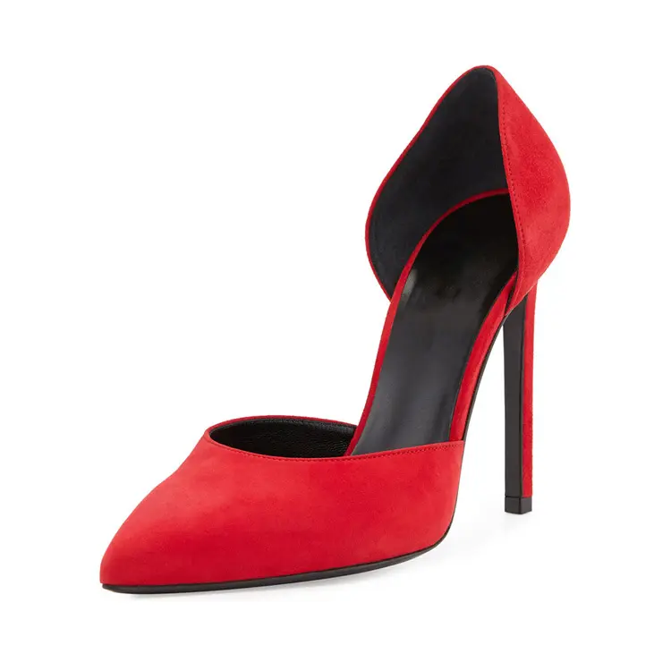 Hot selling best quality suede upper comfortable ladies high heel shoes red sexy women pumps