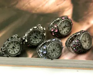 Mezclado de aleación de moda de anillo de dedo reloj con Czekh cristal buen proveedor ventas directas de la fábrica