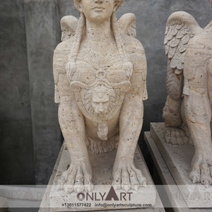 Onlyart nhà máy đá khắc tác phẩm điêu khắc nổi tiếng Ai Cập bằng đá cẩm thạch cuộc sống Kích thước tượng nhân sư cho khu vườn công cộng trang trí nội thất - Product Image 5