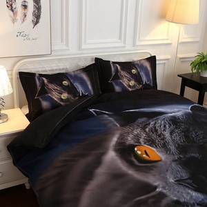 Ensemble de literie 100% polyester imprimé en 3D brodé fleur plante et Animal <span class=keywords><strong>loup</strong></span> chien drap taie d'oreiller et housse de <span class=keywords><strong>couette</strong></span> ensembles - Product Image 4