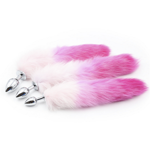 Farbverlauf Sexy Echtpelz Fox Tail Anal Plug Edelstahl Hintern Sex Anal Spielzeug - Product Image 2