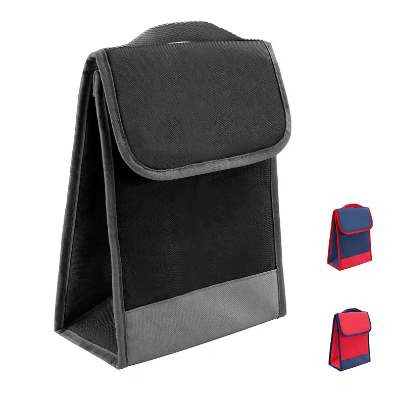 wholesale classic black lunch bag box black picnic bag 600D aluminum film insulated cooler bag