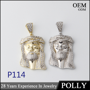 Bán Buôn Tuỳ Chỉnh Bạc 925 Sterling Silver Hiphop Jesus 18K Vàng Micro Iced Out Cubic Zirconia Paved Jesus Mảnh Mặt Dây - Product Image 6