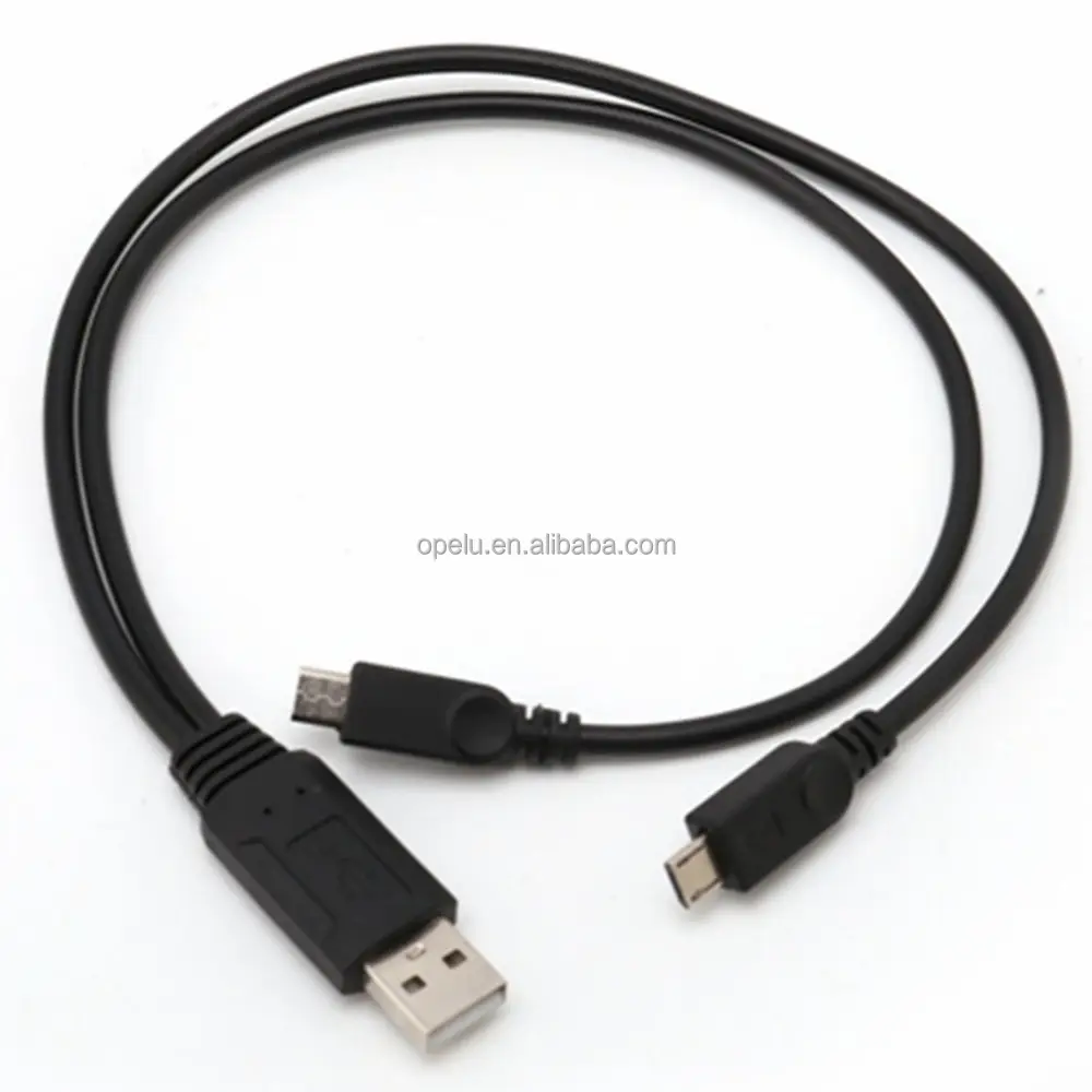 Factory 2 In 1 USB 2.0 Male To 2port Dual Micro USB Male Adapter Micro USB Cable