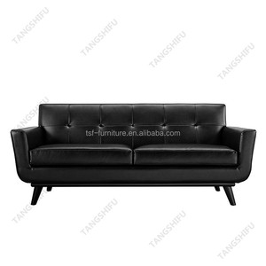الكلاسيكية منجد مقعد الحب باللون الأسود المستعبدين أريكة جلدية - Product Image 3