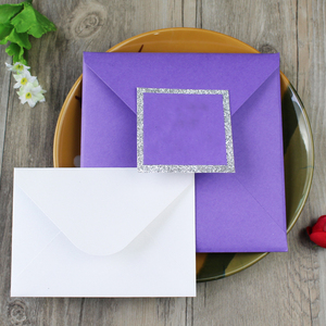 Luxe Carré Créatif Acrylique Enfants Invitations D'anniversaire avec des Paillettes D'argent Doublure Enveloppe en Couleur Pourpre - Product Image 6
