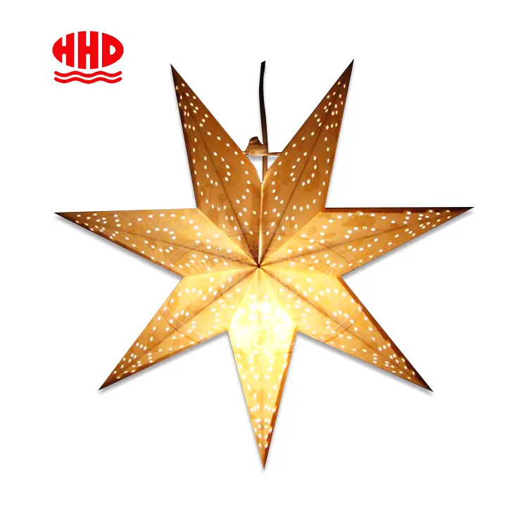 7 ângulos pendurado luz decoração do natal levou estrela de papel
