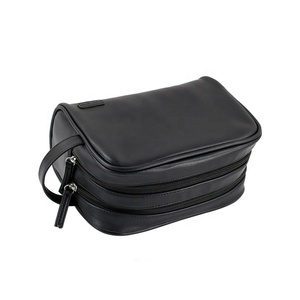 BSCI FAMA Pu Leather Double Zipper Pouch Mens <strong>Wash</strong> <strong>Bag</strong> Travel <strong>Bag</strong> Waterproof Toiletry <strong>Bag</strong> with Two <strong>Compartments</strong> - Product Image 4