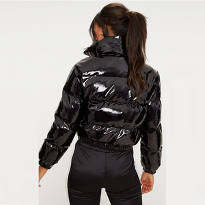 <span class=keywords><strong>Chaqueta</strong></span> Corta Acolchada de Algodón con Vinilo <span class=keywords><strong>Brillante</strong></span>, Novedad de 2019, para <span class=keywords><strong>Mujer</strong></span> - Product Image 5