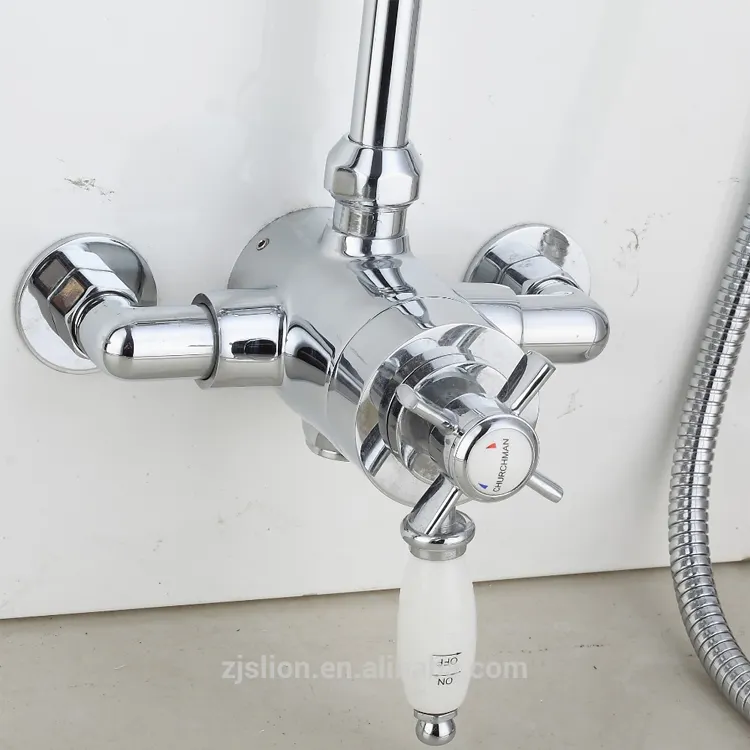 Kualitas Tinggi Multi-Fungsi Krom Berlapis Hujan Thermostatic Kuningan Shower Mixer Set 3 In 1