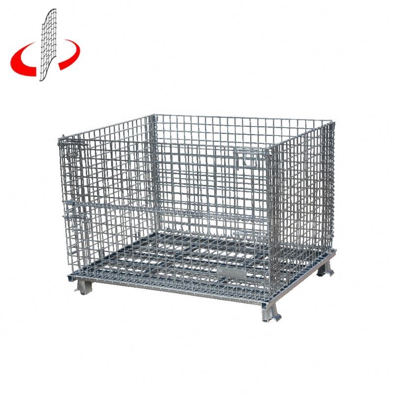Plié En Acier Soudé Récipient En Métal Tressé De Stockage Cage