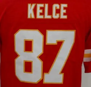 טראביס Kelce אדום באיכות הטובה ביותר תפור פוטבול האמריקאי ג 'רזי