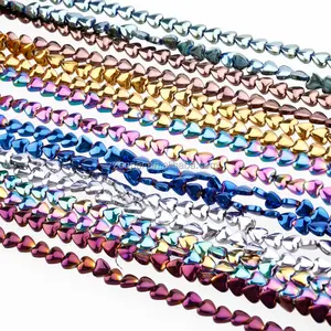 2017 cute heart shape hematite loose gemstone beads ,beads supplier