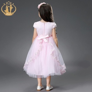 Agile Del Ricamo di Modo di Colore Rosa Dell'abito di Sfera di Disegno Elegent <span class=keywords><strong>Manica</strong></span> Corta In Raso Pizzo Formale Vestiti Del Capretto Ragazze di Partito del <span class=keywords><strong>Vestito</strong></span> - Product Image 6