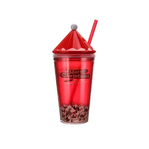 Customized color and design double wall insulated plastic christmas cup with various capacity