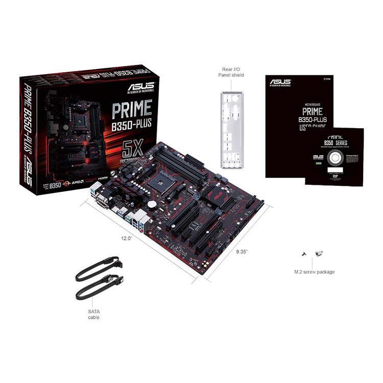 Used ASUS PRIME B350-PLUS AMD Gaming Motherboard, 64GB DDR4, ATX