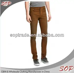 Brésilien pas cher couleur marron hommes maigres jeans fabriqués en chine