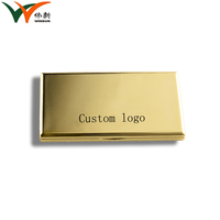 Miroir de maquillage personnalisé haut de gamme double face en métal doré et pliable rectangle avec logo
