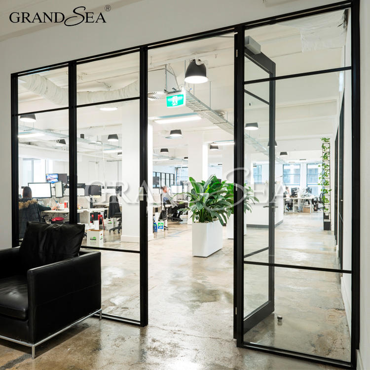 モダンオフィス用アルミ合金製内部両開き/片開きアルミガラスドア（窓