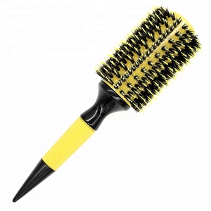 Brillante Giallo Barile Rivestimento In Ceramica Rotondo <span class=keywords><strong>Spazzola</strong></span> Con Setole di Cinghiale Curling <span class=keywords><strong>Spazzola</strong></span> Per <span class=keywords><strong>Capelli</strong></span> - Product Image 3
