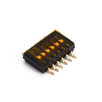 Interrupteur à levier Eker HDS-06-TR 1,27 mm, demi-pitch, 6 voies, 6 positions, 6 bits, SPST, 24 VDC, 100 mA, SMT/SMD, à immersion, scellé sur bande