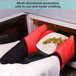 Gants de <span class=keywords><strong>four</strong></span> isolés pour la cuisine et la maison Offre Spéciale/maniques doubles professionnelles en silicone résistant à la chaleur avec doigt complet - Product Image 5