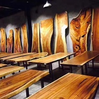 Dessus de table en bois de dalle de noyer massif avec des comptoirs de bloc de boucher de grain naturel de bord vivant en stock pour la salle à manger et l'onglet de cuisine