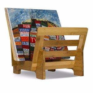 Stylish & Strong Eco-Friendly Bamboo Vinyl Record Storage Rack Holds Solid Wood Stand