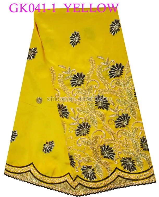 GK041-1 jaune 2015 dernier style indien george dentelle tissu george wrapper tissu de george africain robes
