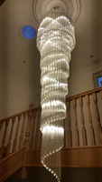 Personnalisation luxe K9 d'éclairage en cristal long lustre pour escalier